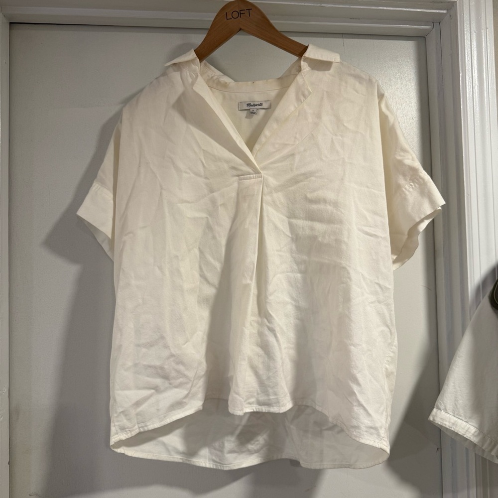 Madewell White Short Sleeve Blouse